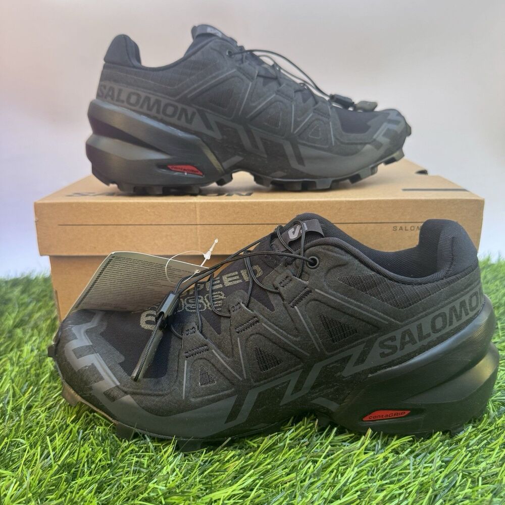 Salomon Speedcross 6 Women’s 6.5 Black Black Phantom Trail Running Shoes New